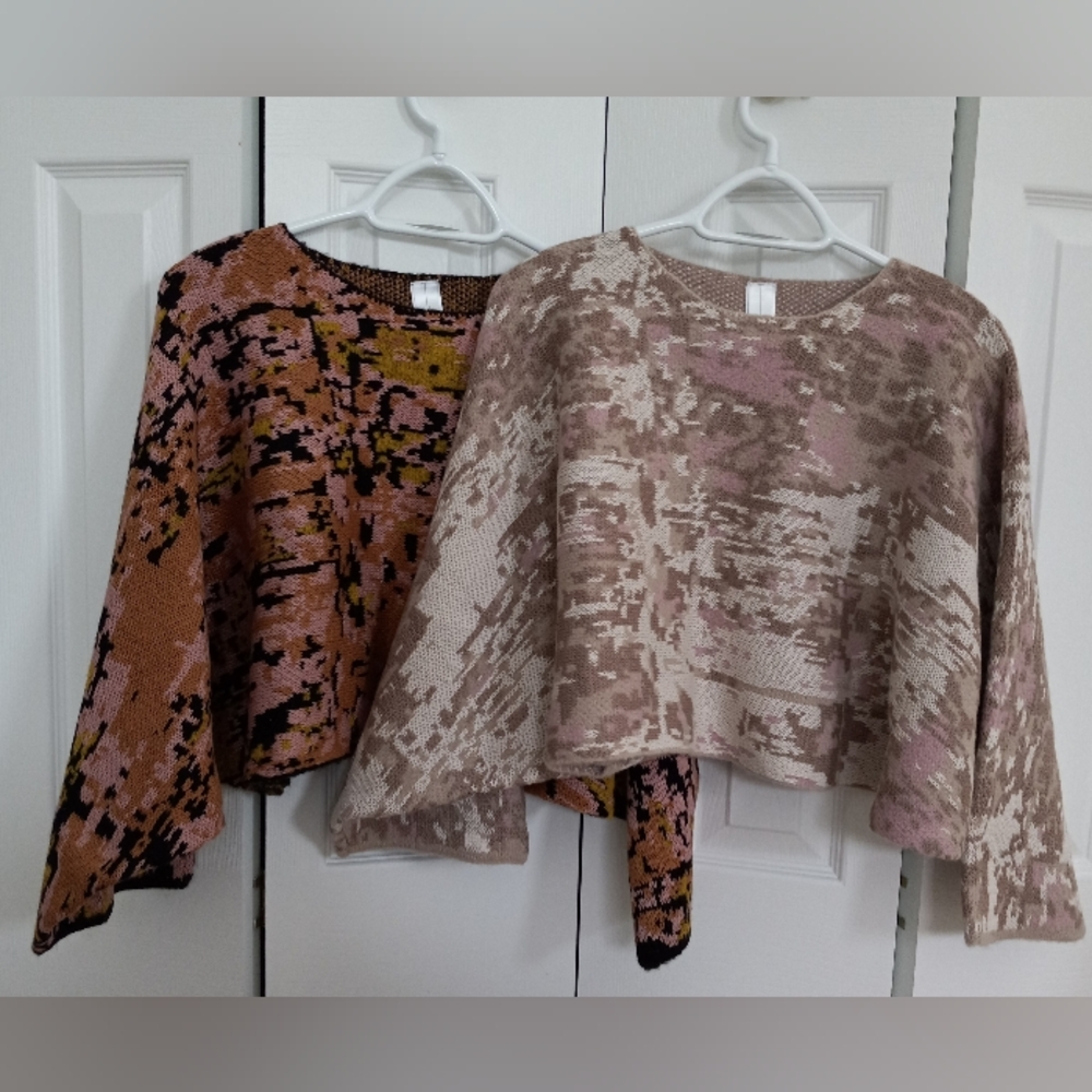 Bundle of 2 Marla Wynne Jacquard Popover Sweaters (Size Small)